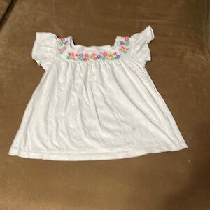 Crewcuts Girls White Embroidered Short Fluttered Sleeve Top. Size Small 6/7